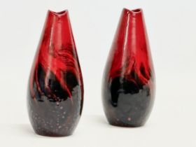 A pair of Royal Doulton ‘Flambe Veined’ vases. Number 1613. 17cm.