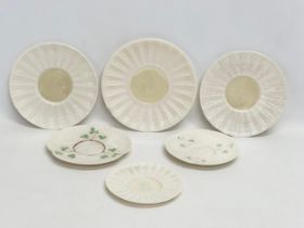6 third period Belleek pottery saucers. 1946-1980.