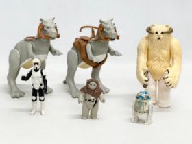 A collection of 1970’s and 1980’s Star Wars figures. 2 1979 Tauntauns from Hoth. A 1981 Wampa