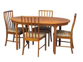 A McIntosh Mid Century teak extending dining table with 4 chairs. Extended 196x94.5x76cm, 151cm