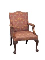 A vintage Chippendale Revival mahogany framed armchair