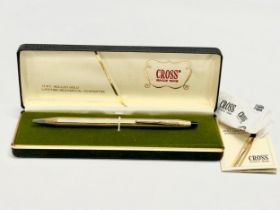 A 12k Rolled Gold Cross pen with case. Lifetime Mechanical Guarantee.