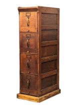 A tall vintage War Manufactured oak filing cabinet. 37x65x140cm
