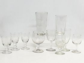 A collection of early/mid 20th century crystal ships drinking glasses, a late 19th century Empire