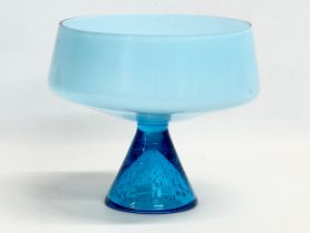 A Mid Century glass comport bowl with bubble glass base. 1960/1970. 21x18cm