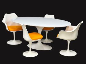 A 1970’s Italian Mid Century tulip table and 4 chairs designed by Rudi Bonzanini. 170x110x75cm