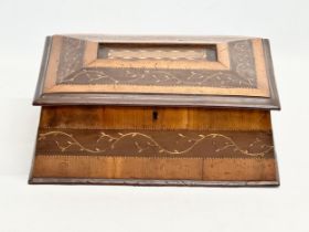 A large Irish 19th century Killarney inlaid arbutus and yew wood jewellery box. Circa 1860-1870.