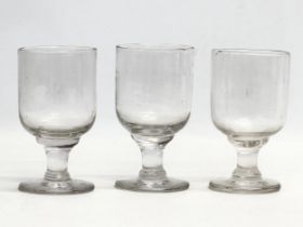 3 Victorian glass rummers. Circa 1850. 11cm