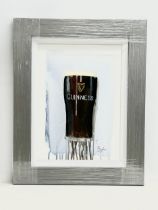 An oil painting on canvas by John Bolan. A Pint of Guinness. In a new frame. 29x40.5cm. Frame