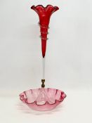 A large Victorian Ruby Glass epergne. 26x56cm