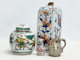 19th and early 20th century Chinese pottery. An early 19th century Chinese saki bottle 26cm. An