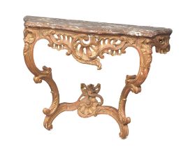 A 19th century Louis XV style gilt console table with marble top, circa 1860-1880. 116x43x86.5cm