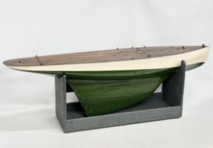 A large good quality vintage model yacht on stand. Yacht measures 135x29x41.5cm