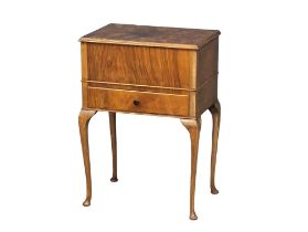 A vintage walnut sewing box. 48x32x68cm