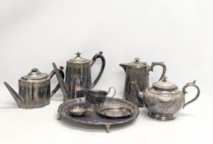 A vintage silver plate tea and coffee service