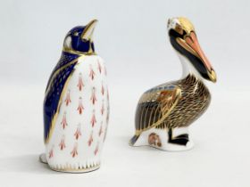 Royal Crown Derby. A Royal Crown Derby Brown Pelican 13cm. A Royal Crown Derby penguin 14cm