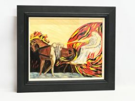 An oil painting on canvas. God Judging Adam. Signed Greenwood. 49.5x39.5cm. Frame 67x57cm.