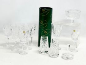 Tyrone Crystal. A set of 6 Tyrone Crystal ‘Slieve Donard’ wine glasses 14.5cm. A pair of Tyrone