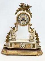 A large late 19th century French onyx and gilt brass mantle clock on stand. 40x12x49cm