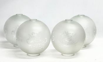 4 large vintage glass lamp shades. 26x26cm
