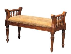 A Georgian style mahogany large window stool. 107x47x64cm