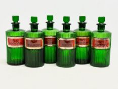 6 Victorian Bristol Green chemist bottles.