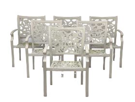 A set of 6 alloy stacking garden chairs.