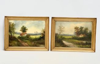 2 good quality early 20th century oil paintings on boards. 48x35cm. Frame 59x45cm