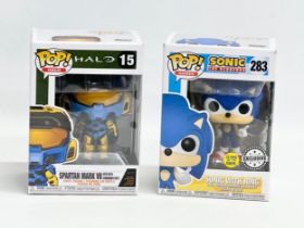 2 boxes of POP DOLLS. POP Halo 15, Spartan Mark VII. POP Games Sonic The Hedgehog 283, Sonic With