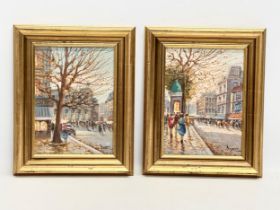 2 oil paintings on board of Paris street scenes by Bosetti. 17.5x24cm. Frame 26.5x33cm.
