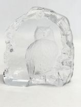 A large vintage Swedish lead crystal paperweight by Mats Jonasson. 13.5x15cm