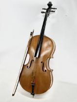 A vintage cello and bow. 101cm