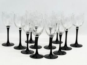 A set of 12 vintage French crystal wine glasses by Luminarc. 18.5cm