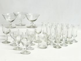 A collection of early 20th century drinking glasses. 10 1920’s French liquor/sherry glasses 11cm.