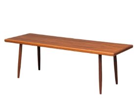 A Danish Mid Century teak long John coffee table designed by Gunnar Nielsen for Tibergaard. 1960s,