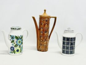 3 Mid Century designer coffee pots. A large ‘Totem’ coffee pot designed by Susan Williams-Ellis