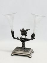 A good quality late 19th century silver plated epergne with etched glass branches. By James Deakin &