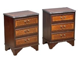 A pair of Georgian style inlaid mahogany side chests of drawers.