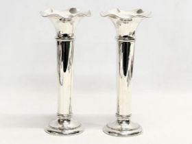 A pair of Edwardian good quality Walker & Hall silver plated spill vases 26.5cm and a Walker &