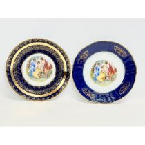 2 Czech ‘Royal Vienna’ cobalt blue and gilt porcelain cabinet plates.