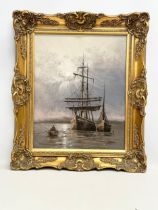 A large oil painting on board by C. Alexis. 39.5x49.5cm. Frame 57x67cm
