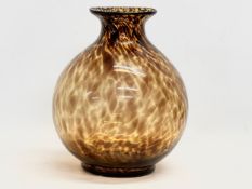 A large 1970’s Mid Century tortoiseshell Art Glass vase. 29x32cm