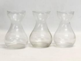 A set of 3 1960’s Mid Century Hyacinth glass vases. 15cm