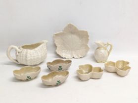 A collection of First and Second Period Belleek Pottery.