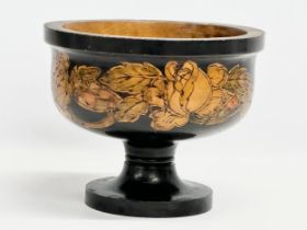 An early 20th century pokerwork centrepiece bowl. 25x20cm