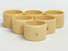 6 late 19th/early 20th century bone napkin rings.