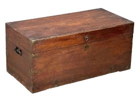 A Victorian camphorwood campaign trunk. 84x41x38cm