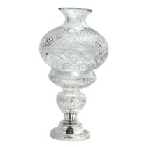 A large Waterford Crystal ‘Inishmaan’ 2 piece table lamp. 47cm