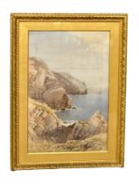 A large oil painting by Frederick Tucker (1880-1915) in original gilt frame. Dated 1897. 58x90cm.