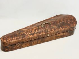 A good quality Victorian inlaid curly maple violin case. 82x25x12cm